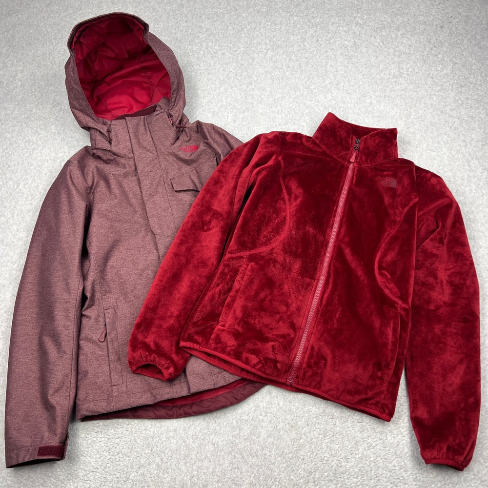 North Face Highanddry Triclimate Jacket Womens Small Maroon 3-in-1 Full Zip Coat